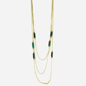2/$15 - Multi Chain Drop Necklace - Green